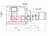 Шрус внутренний LH TOYOTA CAMRY ASV50 11- SAT TO-162