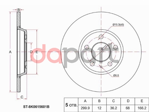 Диск тормозной передний Audi Ауди q5 / a4 / a5 / a6 08- SAT ST8K0615601B