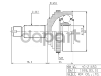 Шрус наружный HONDA CIVIC EK# D13B 95-00, EH# ZC 92-95, INTEGRA DA6, DOMANI MA5 B18B, MB5 D16A 92- HDK HO021A50