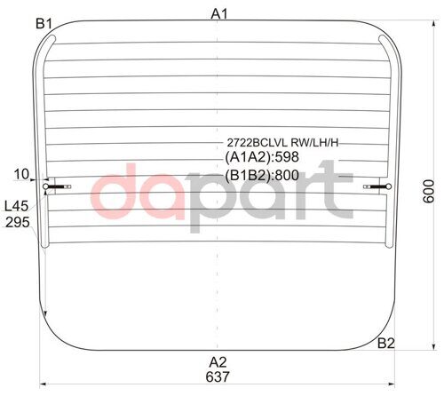 Стекло заднее (Цвет зеленый/ Обогрев) Peugeot Boxer 94-06 / Citroen Jumper 94-02 / Fiat Ducato 94-12 XYG 2722BCLVL RW/LH/H